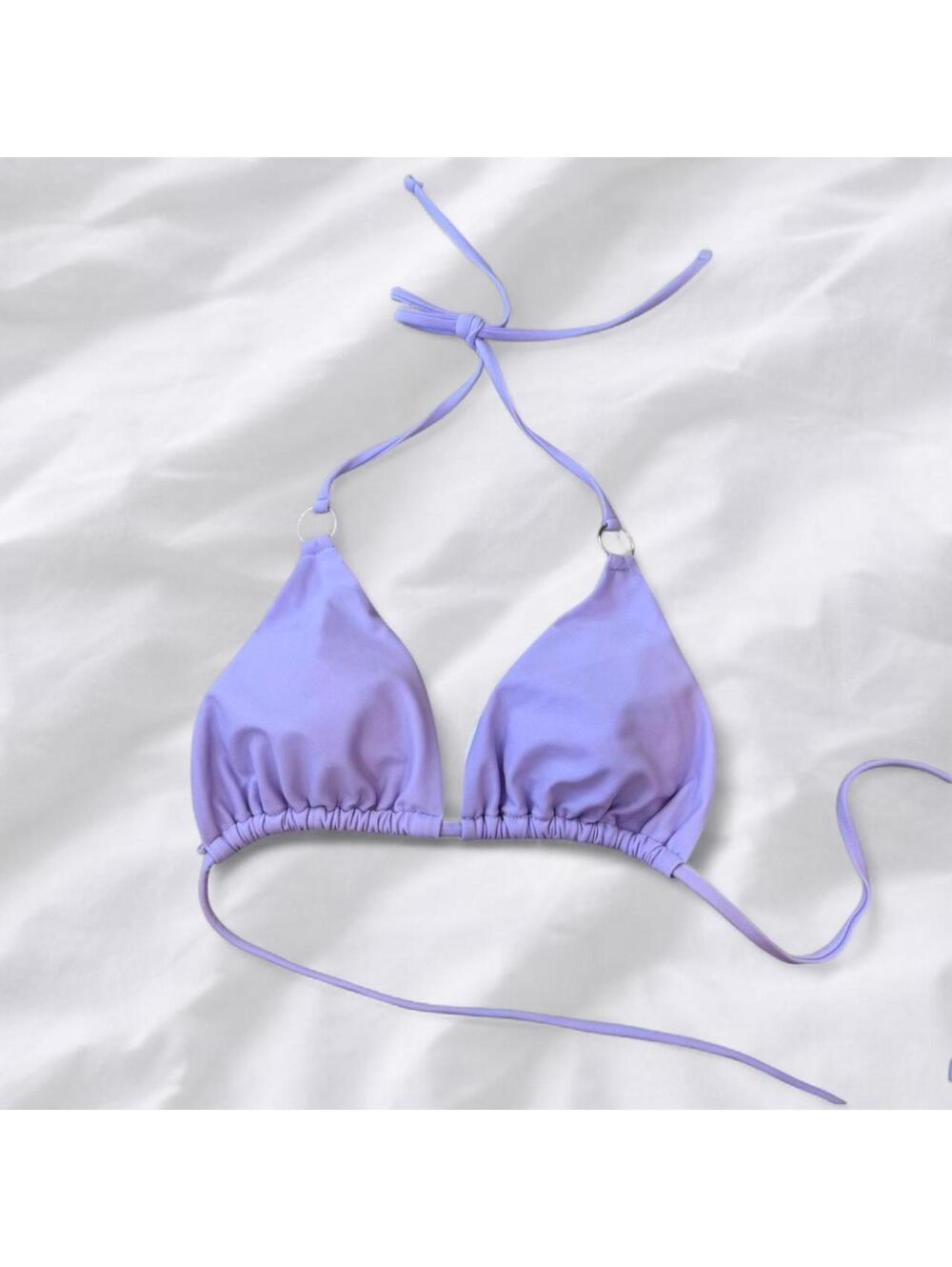 Super cute lilac bikini top with adjustable halter ties